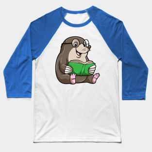 Mole as Nerd with Glasses & Book Baseball T-Shirt